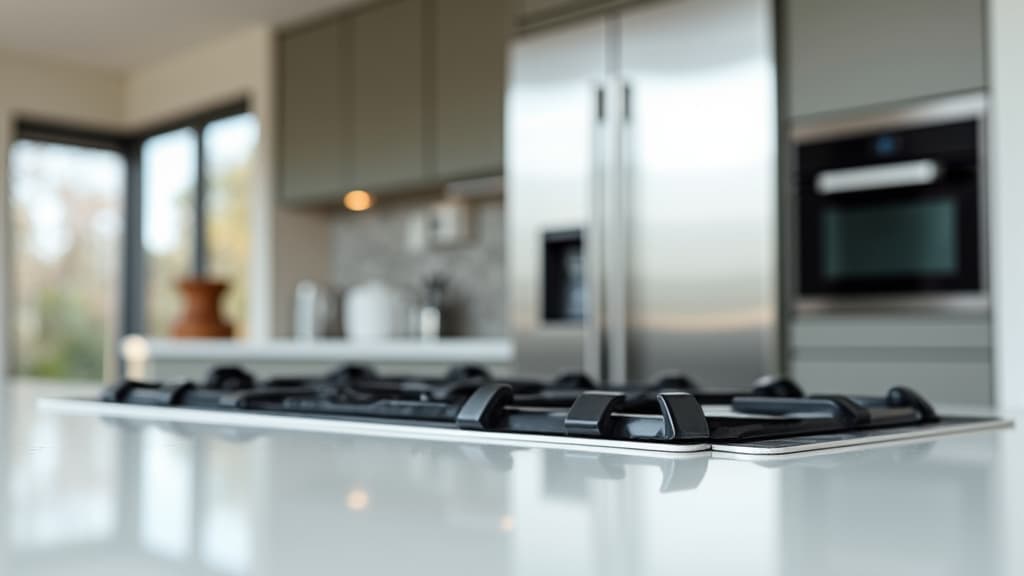 Clean luxury kitchen appliances shining after maintenance