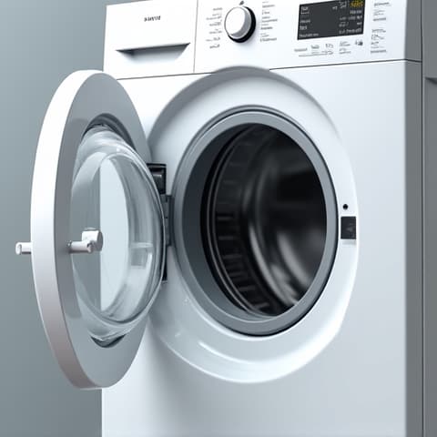 Commercial washer repair for a Sacramento business. A large commercial washing machine is being serviced by a technician in an industrial setting, indicating specialized repair services for businesses.