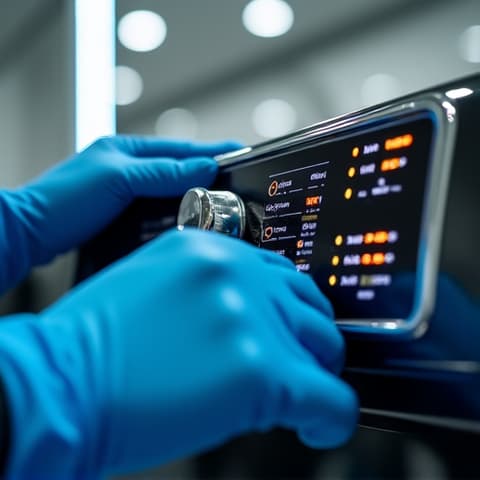 Diagnostic of a high-efficiency washer in Sacramento. A repair professional uses diagnostic tools to identify a problem in a high-efficiency washing machine, illustrating the technical aspect of modern appliance repairs.