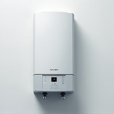 Navien tankless water heater repair technician on Hwy 50. A skilled technician performing repairs on a Navien tankless water heater unit, highlighting attention to detail and expertise in handling advanced systems for Sacramento clients along Hwy 50.