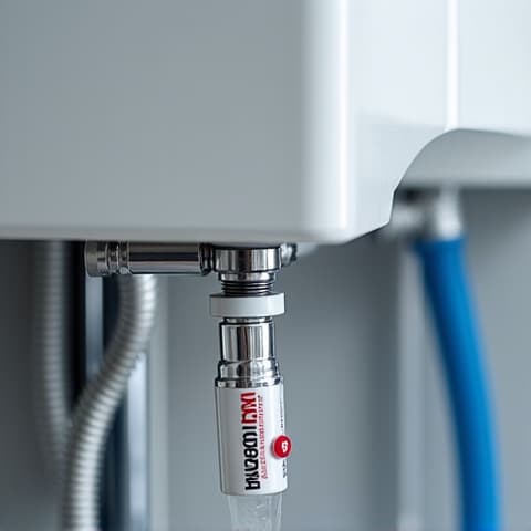 Rinnai tankless water heater descaling process in I-80 area. Technicians performing a comprehensive descaling on a Rinnai tankless water heater, illustrating the step-by-step process to restore efficiency and prevent calcification in the I-80 service zone.