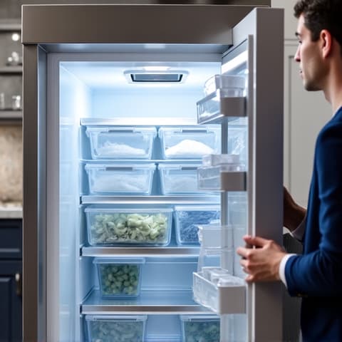 Sub-Zero freezer section, fully repaired and optimized for performance in a high-end Folsom residential kitchen.