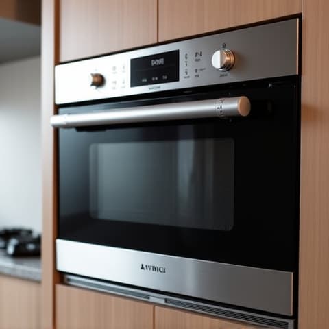 Viking Microwave Repair Electrical Issue Elk Grove. Technician troubleshooting an electrical issue on a built-in Viking microwave in an Elk Grove kitchen.