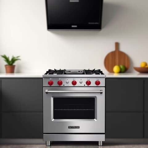 Servicing a Wolf freestanding range in Citrus Heights. A wide shot of a technician performing maintenance on a large Wolf freestanding range, emphasizing the comprehensive service provided.