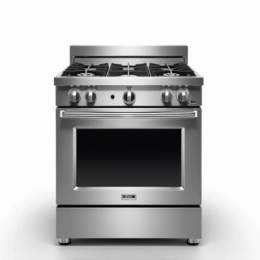 Wolf or Viking range in a high-end kitchen, symbolizing durability and cooking performance